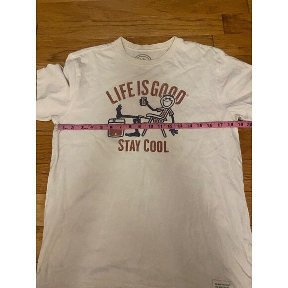 Life Is Good "Stay Cool" Graphic T-Shirt White Short Sleeve Cotton Men's Size M - Picture 5 of 8